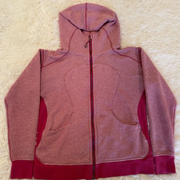 lululemon athletica Tops - Lululemon Scuba full zip hoodie. Heather Pink, with Hot Pink Trim size 12